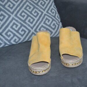 Karl Lagerfeld Yellow Wedge Espadrilles, Size 8.5